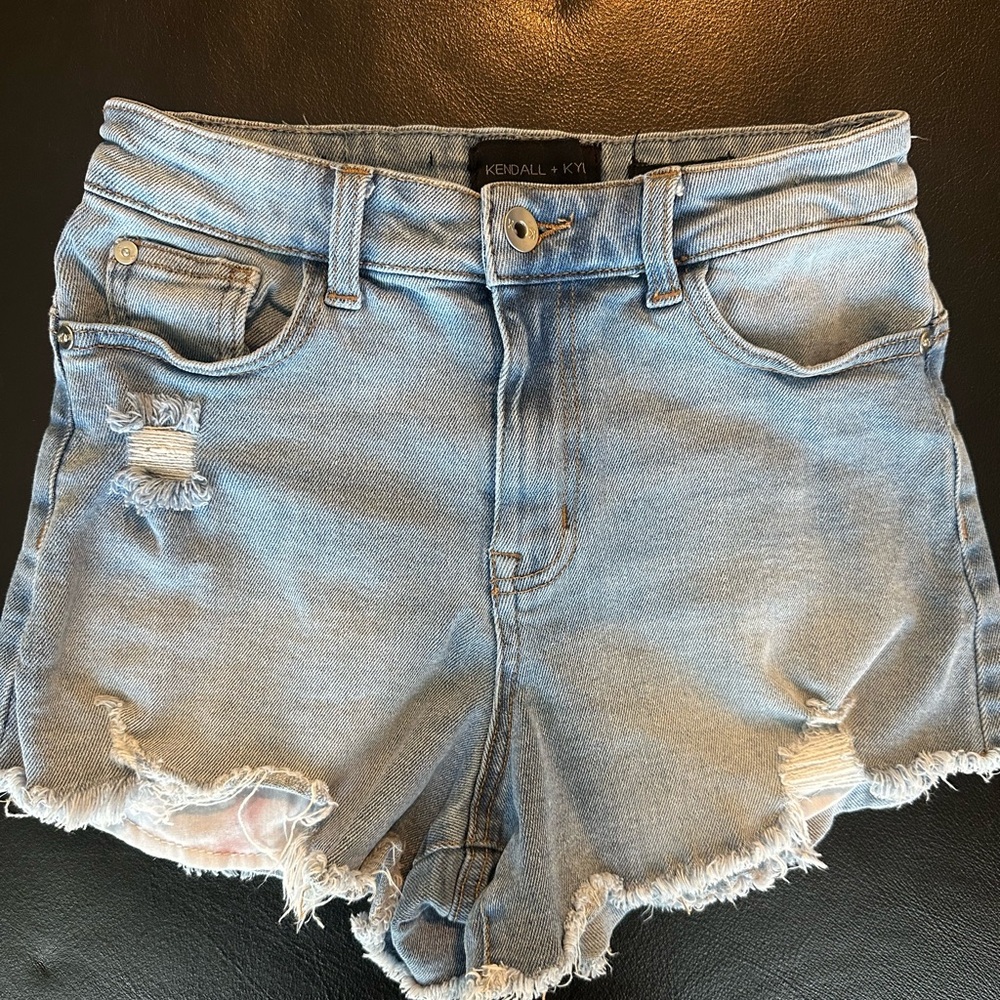 Kendall & Kylie Blue Jean Shorts Distressed High-Waisted